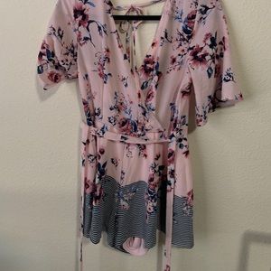 Pink floral romper